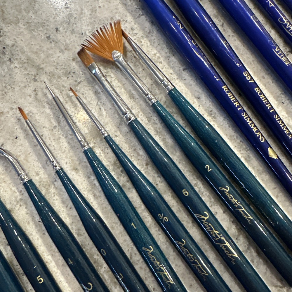 Lot Of Vintage Oil Paint Brushes 40 Winsor & Newton Robert Simmons Master Touch - Picture 10 of 16